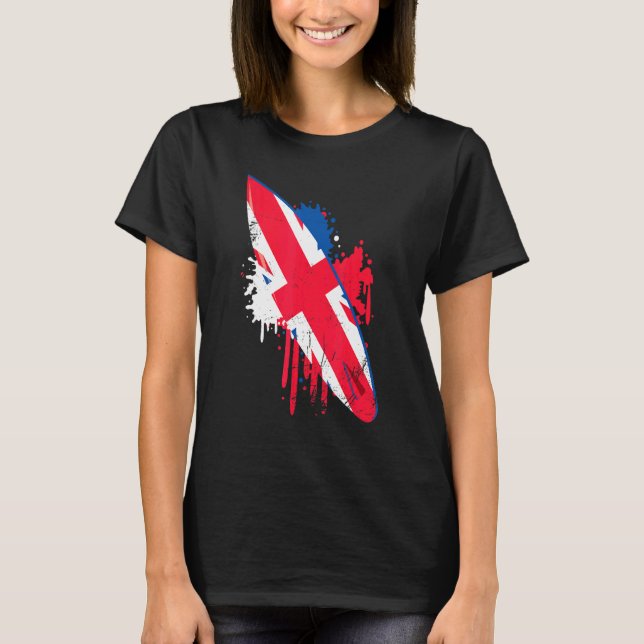 Camiseta Surfboard Vintage Com Union Jack Uk Flag - Surfin (Frente)