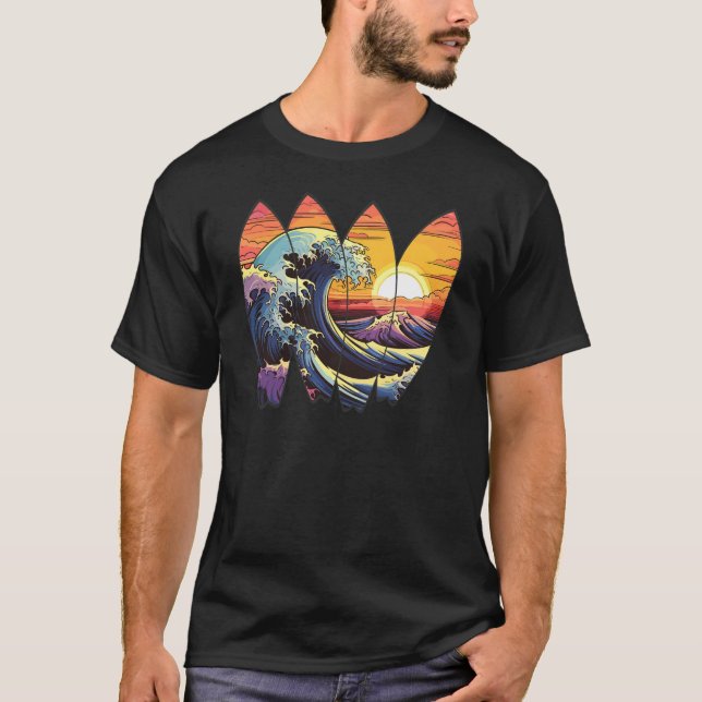 Camiseta Surfboards de Ondas de Navegação (Frente)