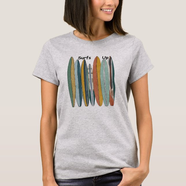 Camiseta Surfboards In A Row Women And Teens Surf's Up (Frente)