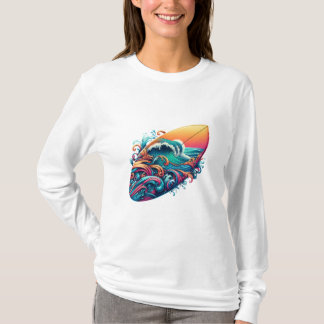 Camiseta Surfbrett mit Wellen