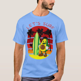 Camiseta Surfe de abacate engraçado com surf Letx27s