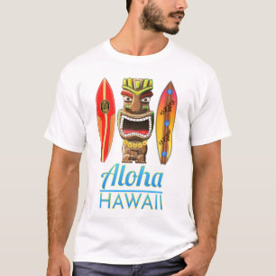 Camiseta Surfe de Aloha Hawaii Havaiano em Tiki