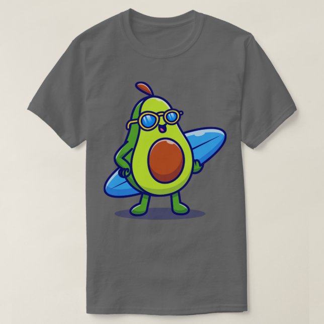 Camiseta Surfe De Avocado Bonito No Cartoon Do Mar (Frente do Design)