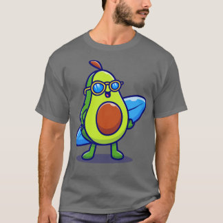 Camiseta Surfe De Avocado Bonito No Cartoon Do Mar