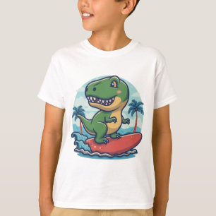 Camiseta Surfe de dinossauro bonito