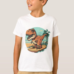 Camiseta Surfe de dinossauro bonito