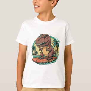 Camiseta Surfe de dinossauro bonito