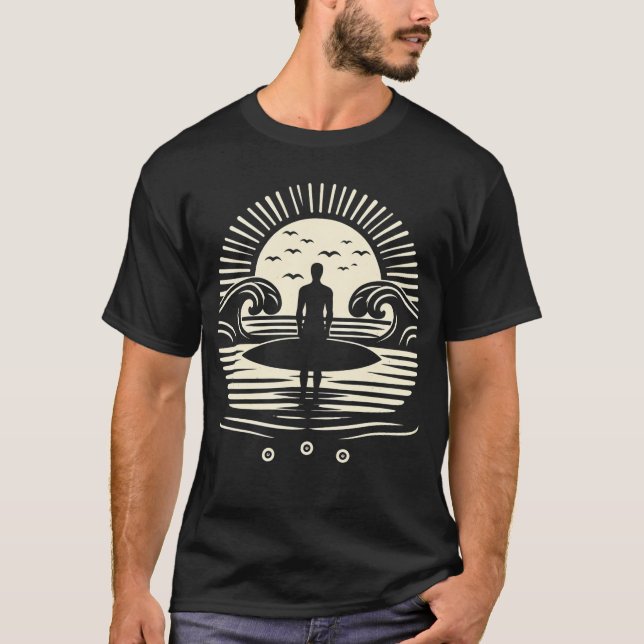 Camiseta Surfe de Ioga Sunset, Esportes Hídricos, concha ma (Frente)