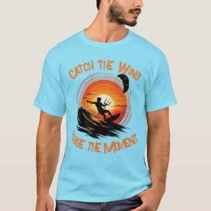 Camiseta Surfe de Kitesurfing Onda de Fogo Pôr do Sol