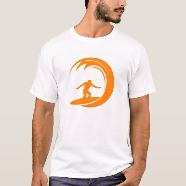 Camiseta Surfe de Laranja e Branco (Frente)
