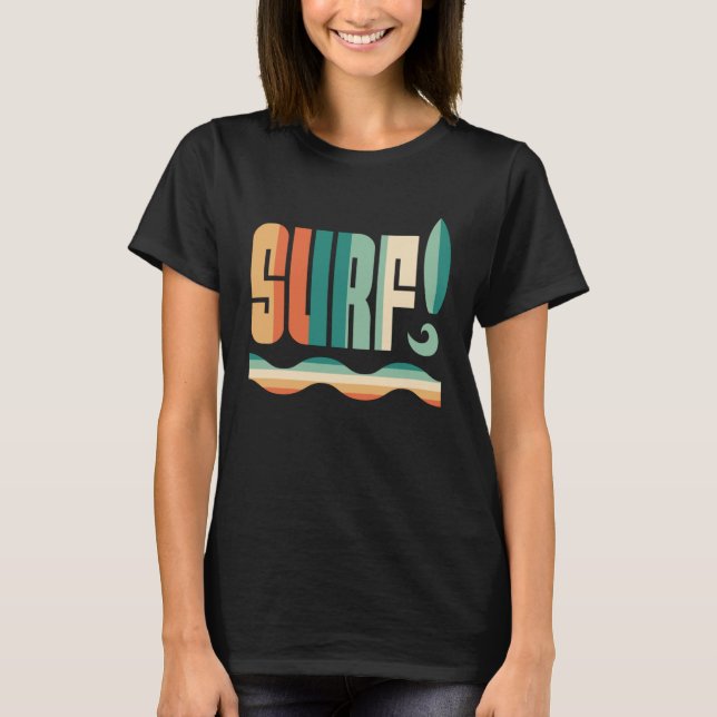 Camiseta Surfe De Onda De Surf Vintage (Frente)