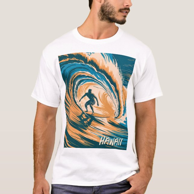 Camiseta Surfe de Texto Personalizado Onda de Navegação Mín (Frente)