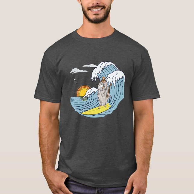 Camiseta Surfe em Jesus Premium - t-shirt em relevo (Frente)