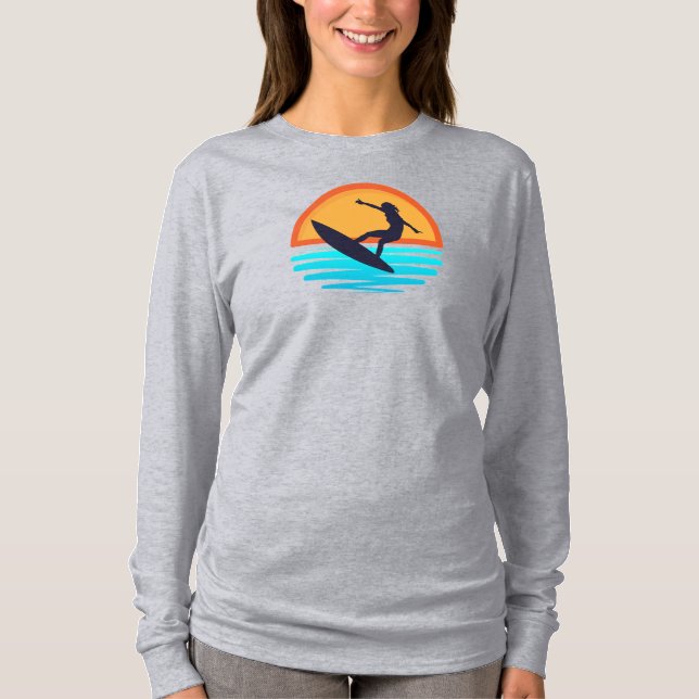 Camiseta Surfe no Sunset Retro _ Vibes de Praia Vintage (Frente)