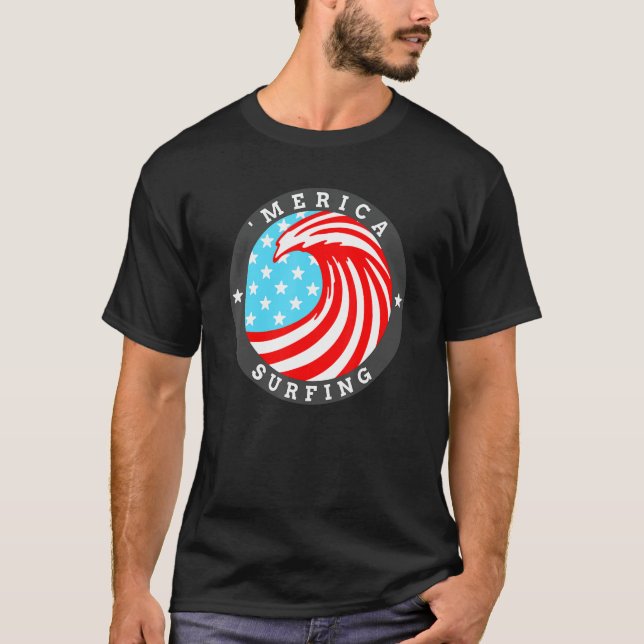 Camiseta Surfe no Surfe Merica Bandeira Americana Patriótic (Frente)