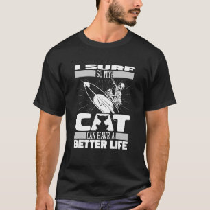 Camiseta Surfer Cat Surfboard Waves Surfrider Surfe