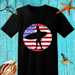 Camiseta Surfer de design com conselho e bandeira dos EUA