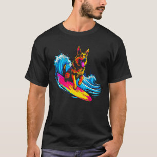 Camiseta Surfer de Surf de Cão de Surfe do German shepherd