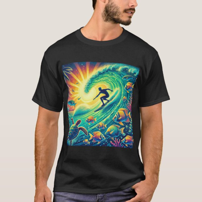Camiseta Surfer dirigindo uma onda gigante (Frente)