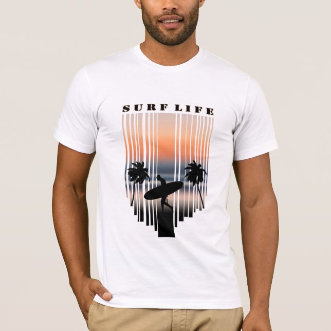 Camiseta Surfer Entrando Na Praia Ao Sunset | Vida Surf (Frente)