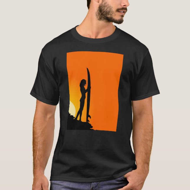 Camiseta Surfer Girl Sunset (Frente)