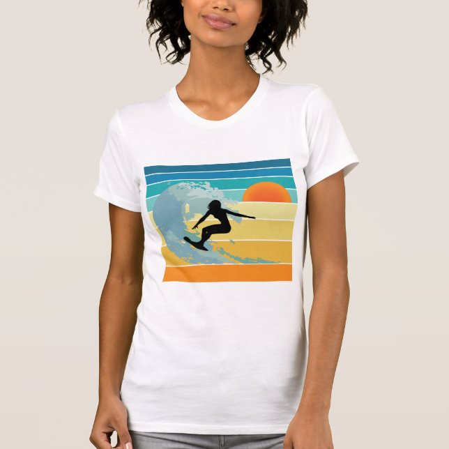 Camiseta Surfer Girl Vintage Sunset (Frente)