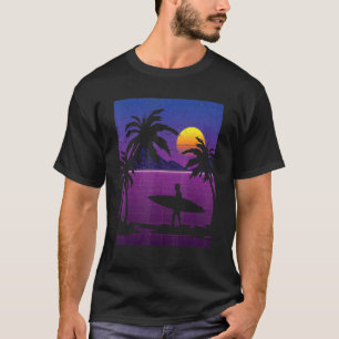 Camiseta Surfer Palm Trees Synthwave Sunset Watersport Surf