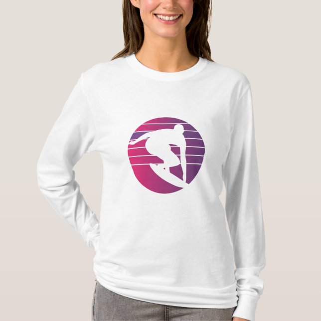 Camiseta Surfer Retro Surfing Sunset (Frente)