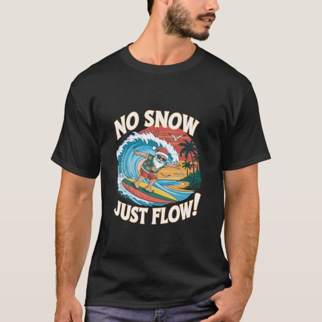 Camiseta Surfer Santa Claus na praia de Natal (Frente)