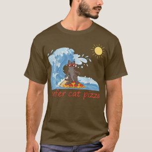 Camiseta Surfer Shirt Retro Pizza Boy Surfer Cat Pizza Chee