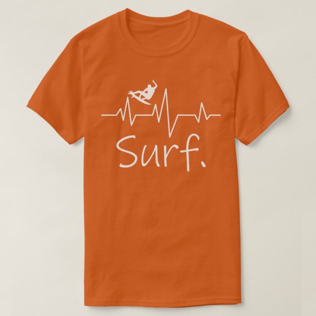 Camiseta Surfer Surfing Shortboard Hearbeat Wave Lover (Frente do Design)