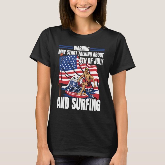 Camiseta Surfer U Flag Surfboard Surfrider Surfing 4th Of (Frente)