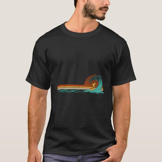 Camiseta Surfer Vintage Wave Retro Surfing Surf Beach (Frente)