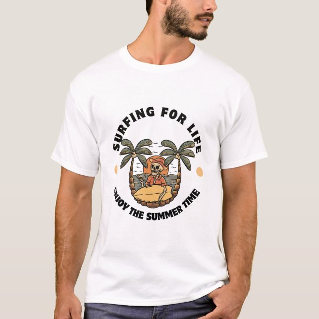 Camiseta Surfing for Life Skeleton Beach Design (Frente)