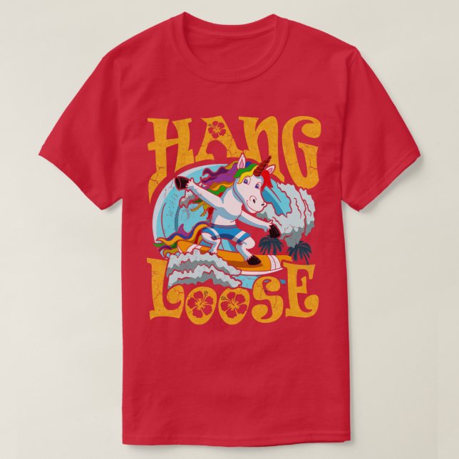 Camiseta Surfing Hang Loose Unicorn Surfer Surf (Frente do Design)