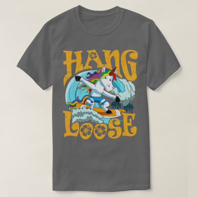 Camiseta Surfing Hang Loose Unicorn Surfer Surf (Frente do Design)