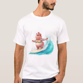 Camiseta Surfing Hippo Christmas Bikini Hippo T-Shirt 