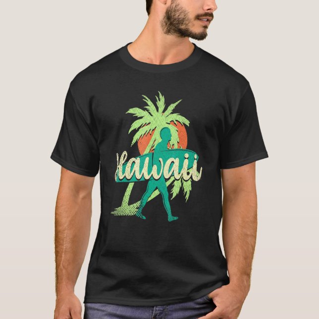 Camiseta Surfing Palm Trees Hawaiian Summer Honolulu Tropic (Frente)