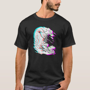 Camiseta Surfing Skeleton Funny Beach Surfer Surf Vaporwave