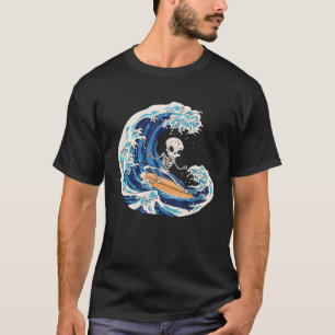 Camiseta Surfing Skeleton Surfer Surf Wave Skull Surfing Sk