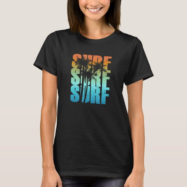 Camiseta Surfing Sunset Palm Tree Cool Summer Vacation Men  (Frente)