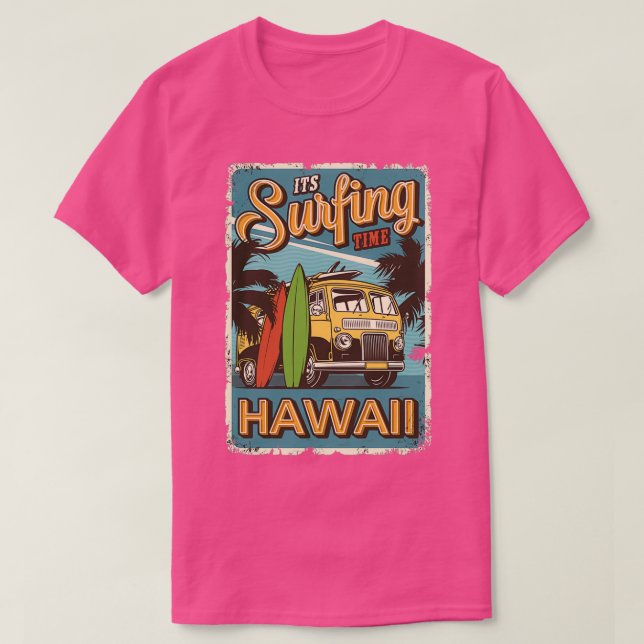 Camiseta surfing time hawaii retro (Frente do Design)
