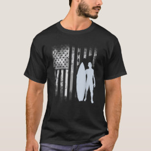 Camiseta surfista americano Flag EUA surfboard patriota