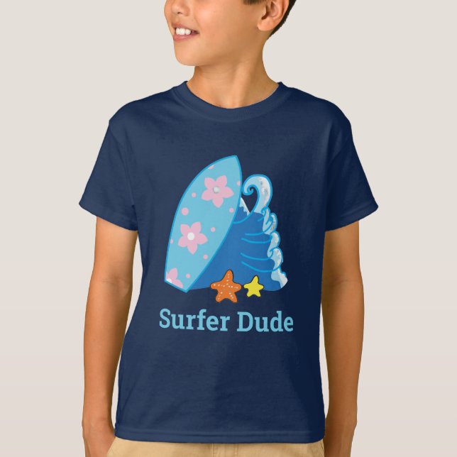Camiseta Surfista Bonita Surfista Surfboard e Wave (Frente)
