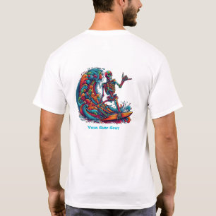 Camiseta Surfista Colorida do Esqueleto