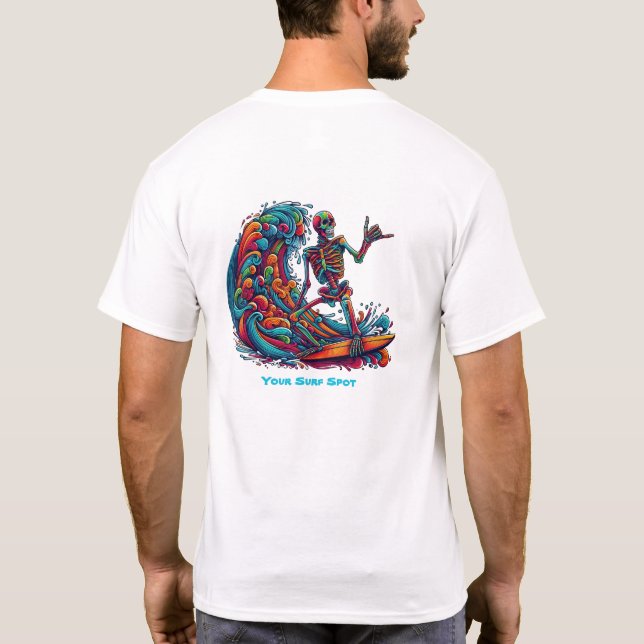 Camiseta Surfista Colorida do Esqueleto (Verso)