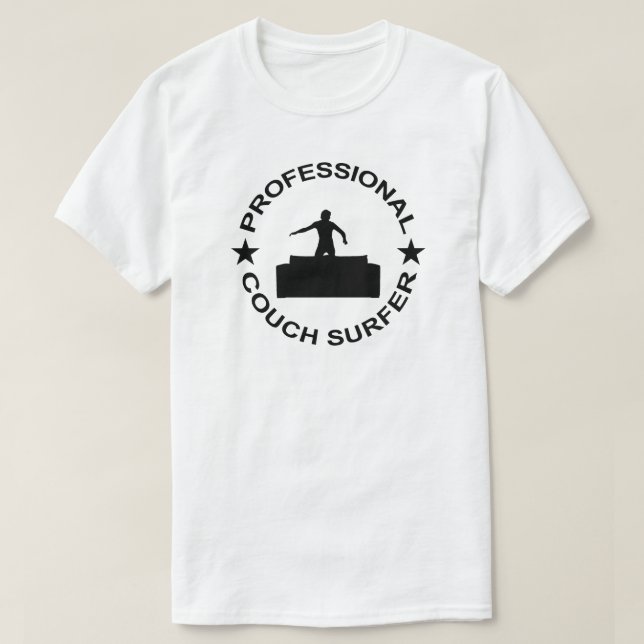 Camiseta Surfista de sofá profissional (Frente do Design)