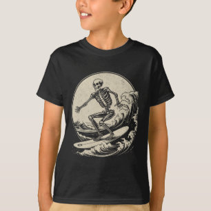 Camiseta Surfista Esqueleto Vintage Surfe de Onda Grande Hu