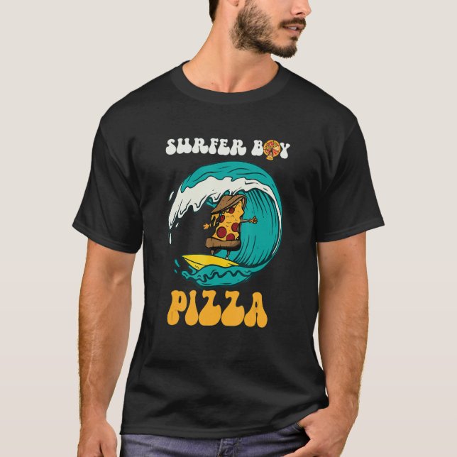 Camiseta Surfista Que Adora Surfar E Comer Pizzas Soma (Frente)