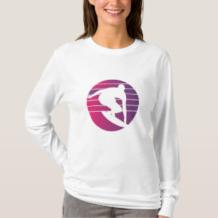 Camiseta Surfista Retro Surfando ao Pôr do Sol